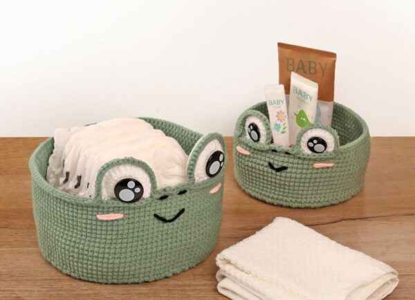 Kit 2 corbeilles à réaliser en crochet "Grenouille"
