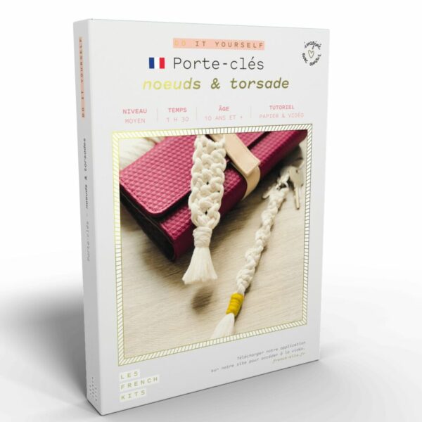 Porte clés en macramé "Nœuds & Torsade"